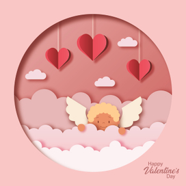 Открытка ко Дню Святого Валентина в стиле Papercut 