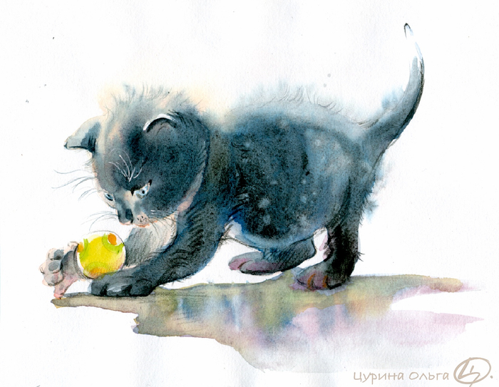 Черныш играет с мячиком