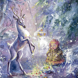 Иллюстрация к сказке П.Бажова "Серебряное копытце"