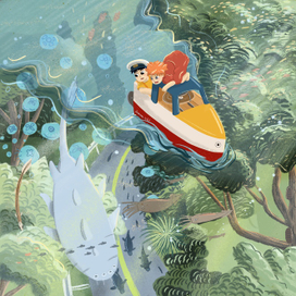 Иллюстрация фрагмента сюжета "Рыбка Поньо на  Утесе"