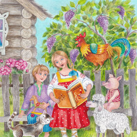 Эскиз для открытки "Весенние сказки"