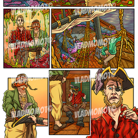 Страница комикса о пиратах (Колорист: Алексей Брезгун)