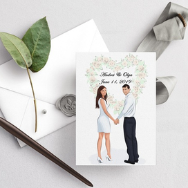 Свадебное приглашение с изображением пары