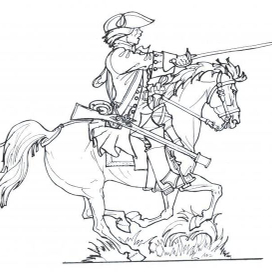 Бумажные солдатики. Драгун с палашом в положении "Коли"