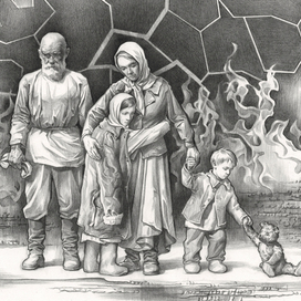 Эскиз к памятнику сожженным деревням новгородской области