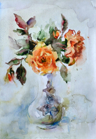 Первые розы. Этюд.