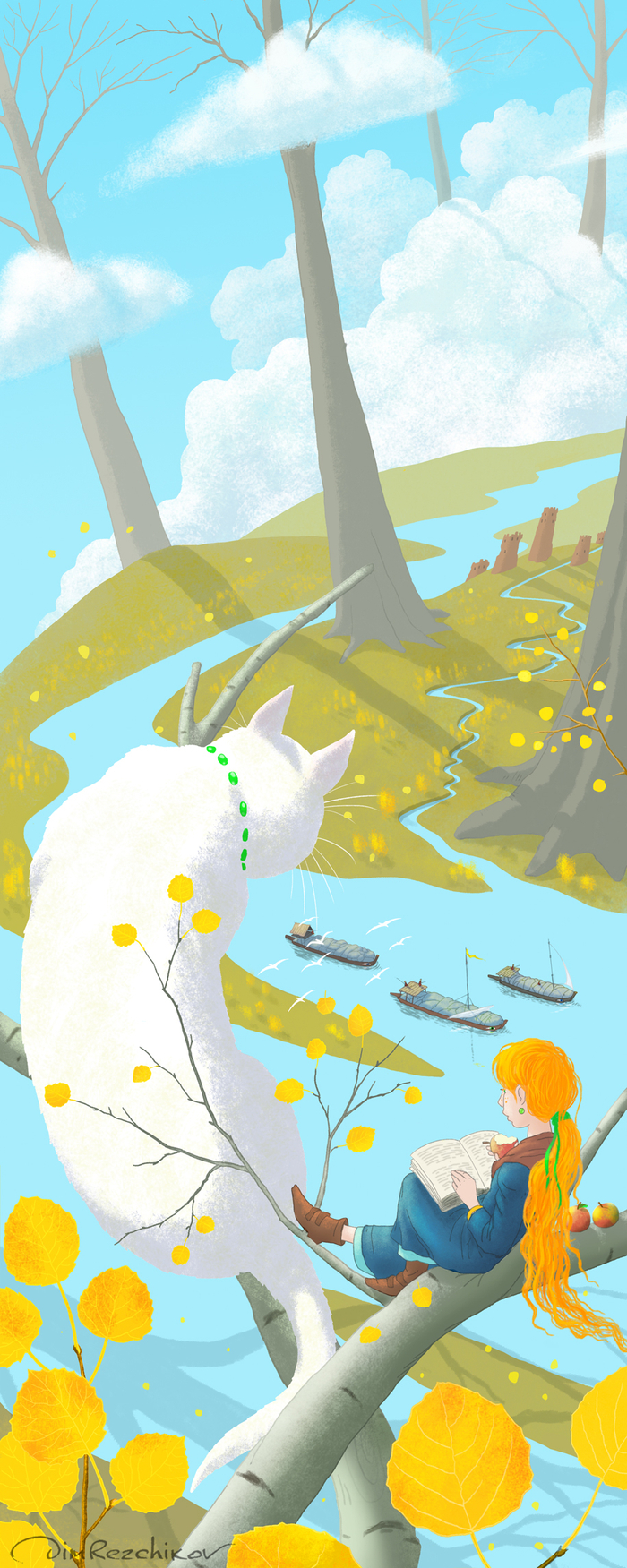 Октябрь. Про девочку и Большую белую кошку )