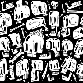 Cartoon white skull set