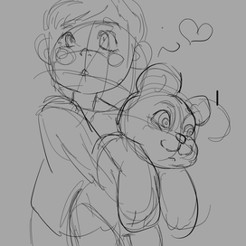 Малыш и мишка. Скетч