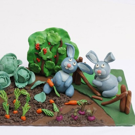 "Трусливые зайцы". Книга "Пластилин", серия "Поделки", издательство "Эксмо".