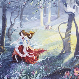 Иллюстрация к сказке «Брайт, прелестный олень и кот» Графини де Сегюр