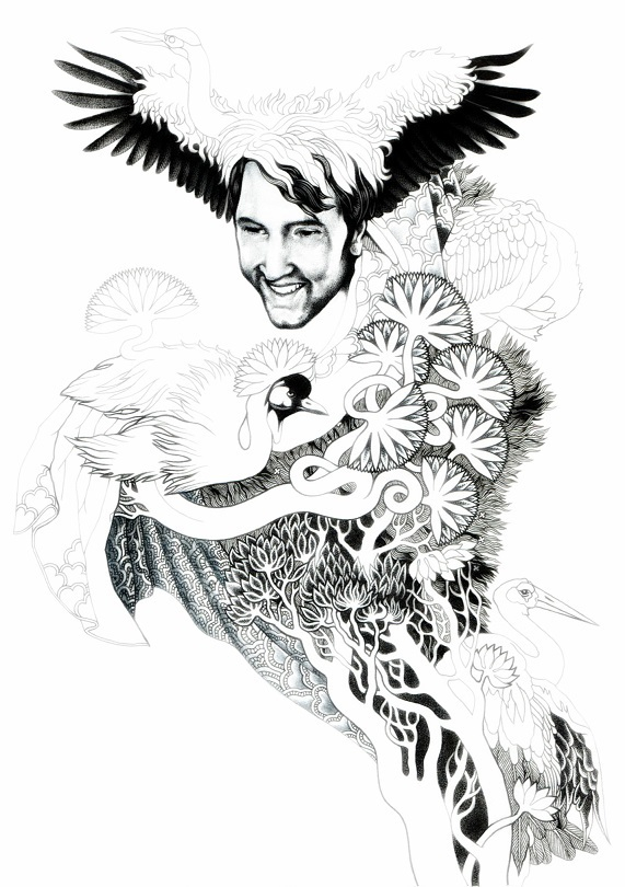 Портрет друга с журавлями