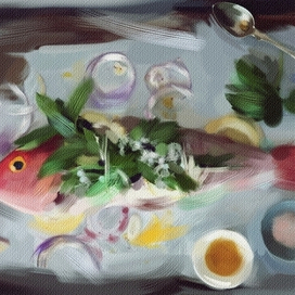 рыба под овощами