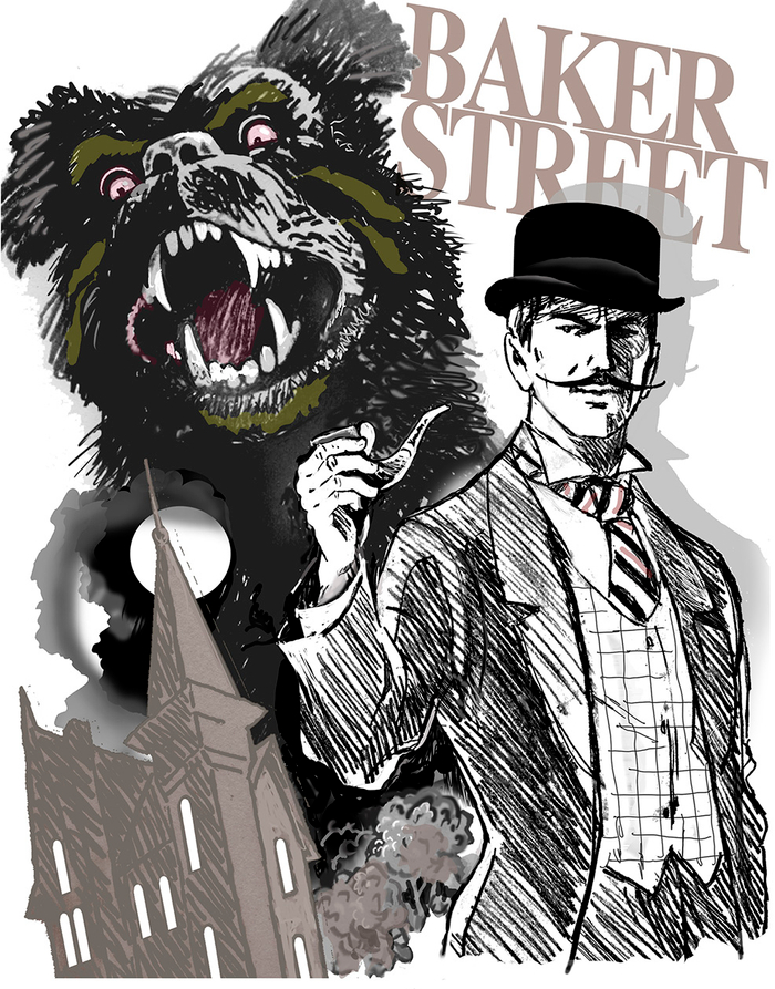 Фронтиспис к "Собака Баскервилей" Артур Конан Дойл