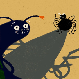 Иллюстрация к сказке "Паучок и гусеница" для фем-проекта