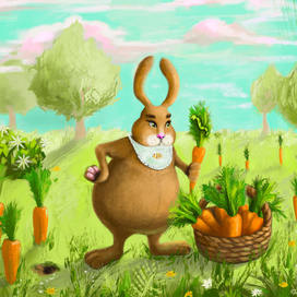 кролик в огороде