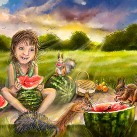 Пикник. Природа. Арбуз