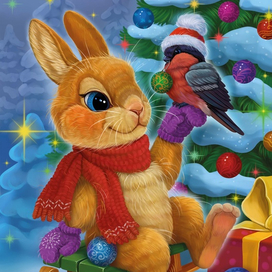 Зайчик и снегирь