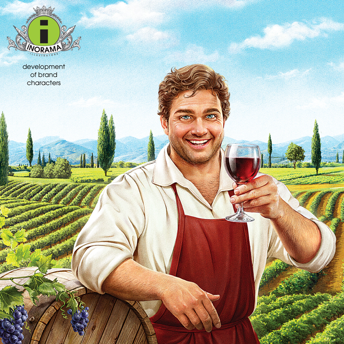 Персонаж на этикетку вина.