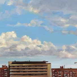 Нежные облака над суровым городом