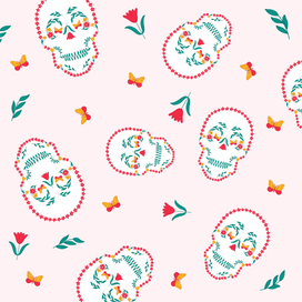 паттерн,череп с цветами