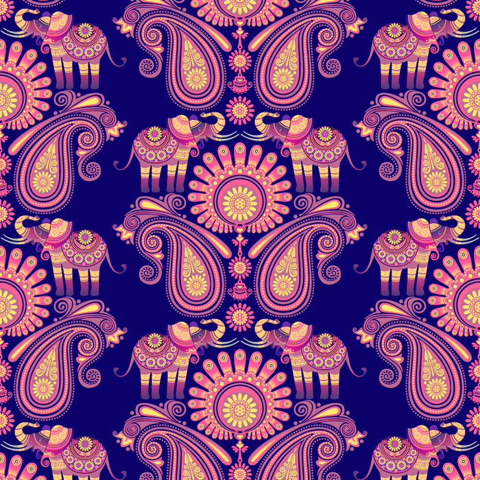 Индийский слон. Бесшовный узор