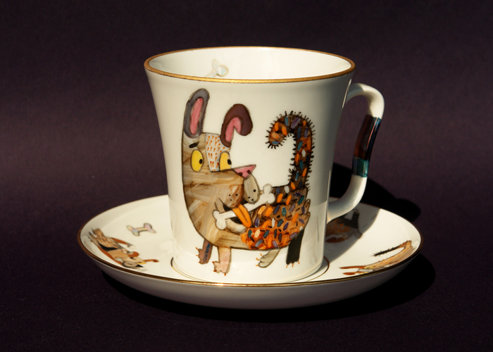 Бокал с блюдцем "Друзья" Императорский фарфоровый завод