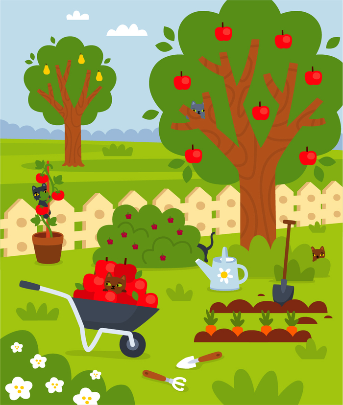 Найди на картинке всех спрятавшихся котиков.