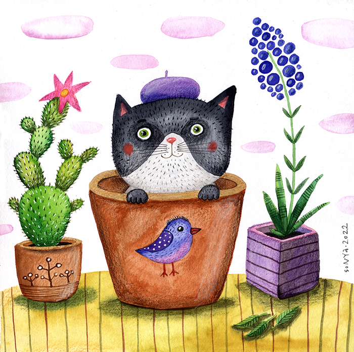 еще один кот в горшке