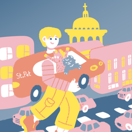 Рекламный постер/ иллюстрация для компании по перевозке животных.