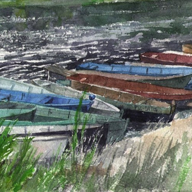 Лодки. Этюд.