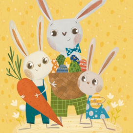 Семья кроликов на пасху