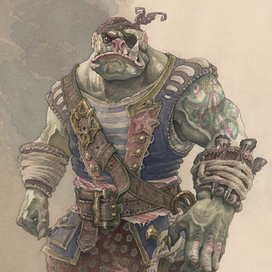 Орк пират. Акварель