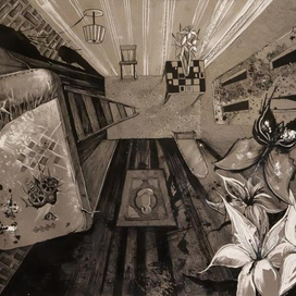 Интерьер с лилиями