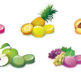 Фрукты и мармеладки для упаковки