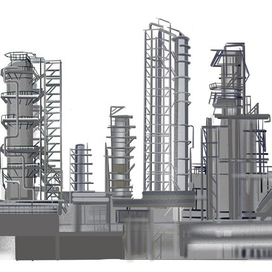 Стилизованное изображение завода по фотографии