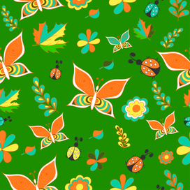 Летний зеленый векторный паттерн. Повторяющаяся текстура