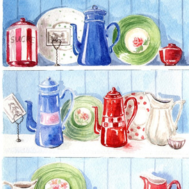 посуда в шкафу