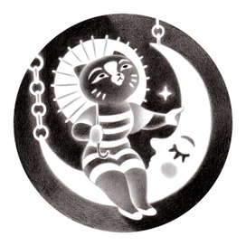  Vintage cats. Moon swing.