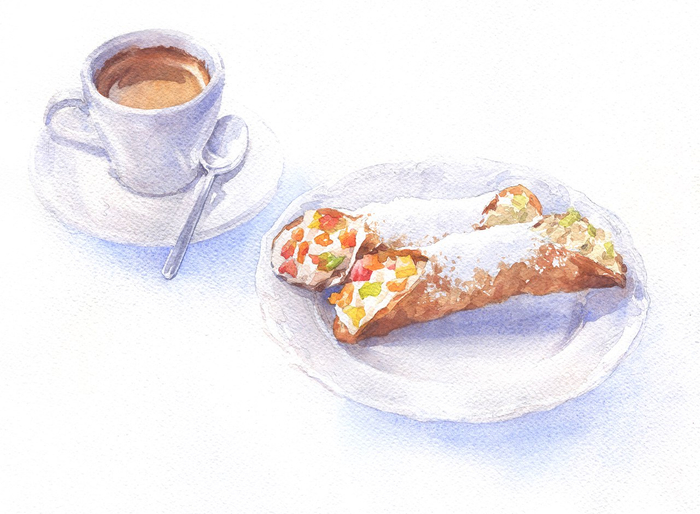 Утренний кофе и трубочки с кремом