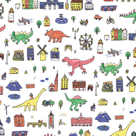 динозавры в большом городе