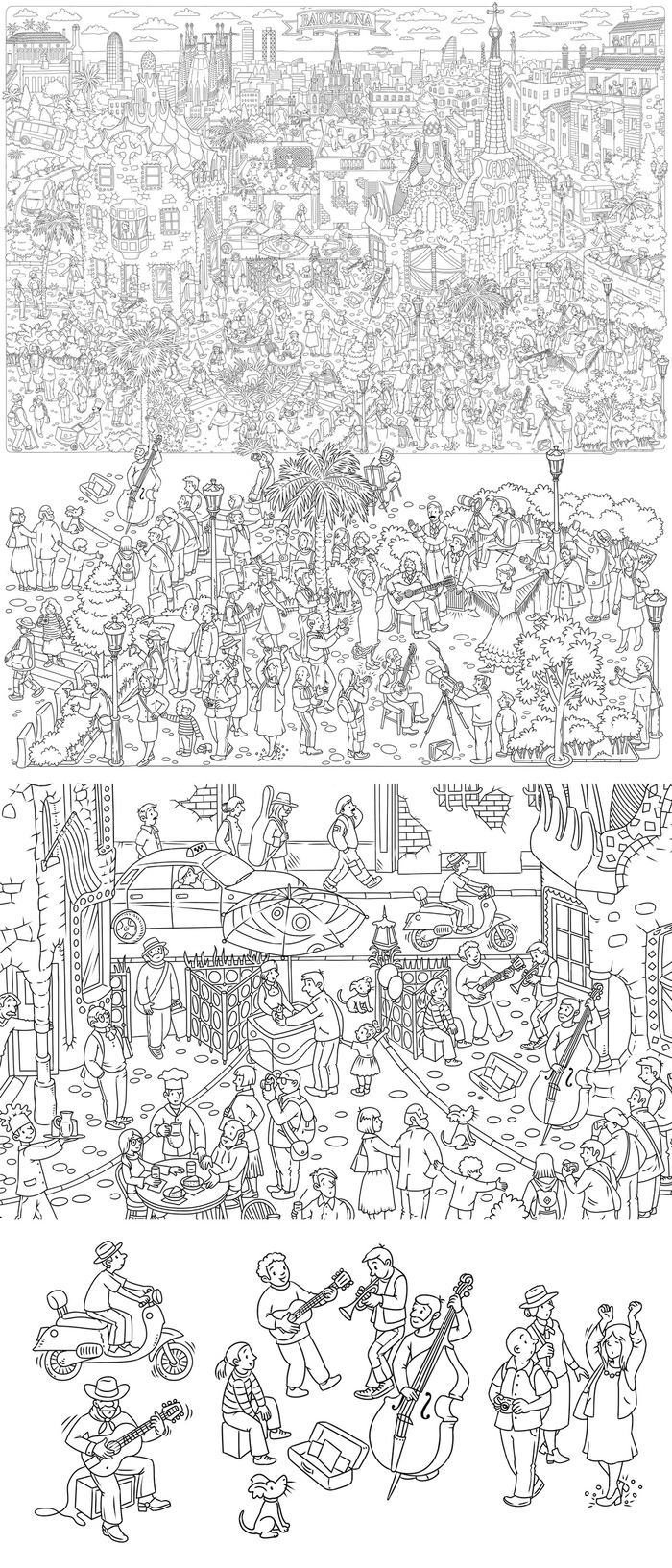 Барселона. Плакат-раскраска 101х69