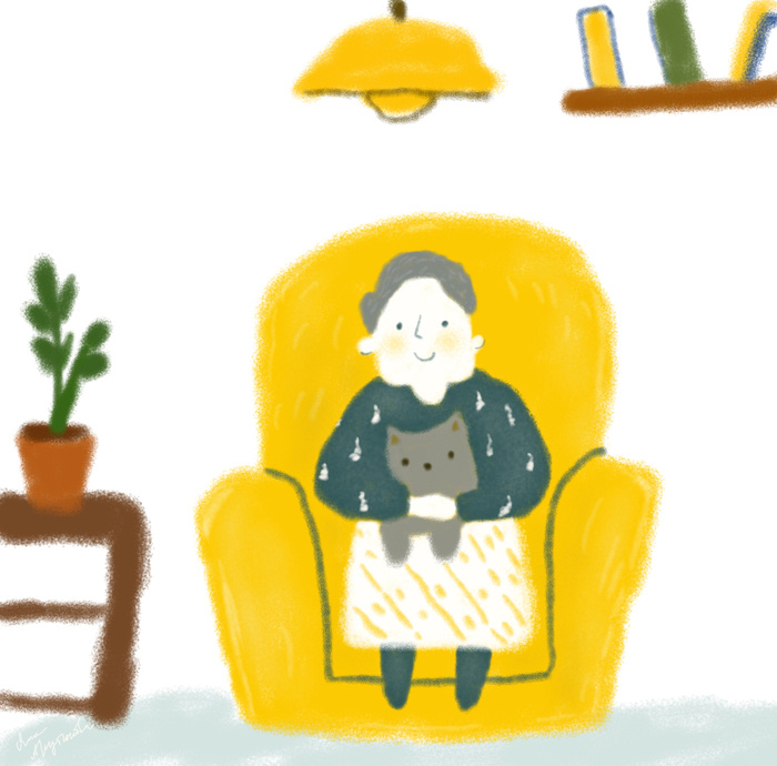 Бабуличка с котом