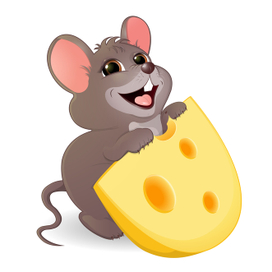 little mousekin with a piece of cheese