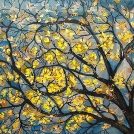 "Листьев ажур" батик шифон 70х90