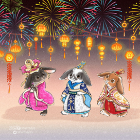 Зайчики радуются феерверкам