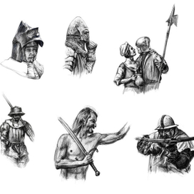 Зарисовки реконструкторов средневековья.