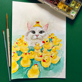 котик с уточками