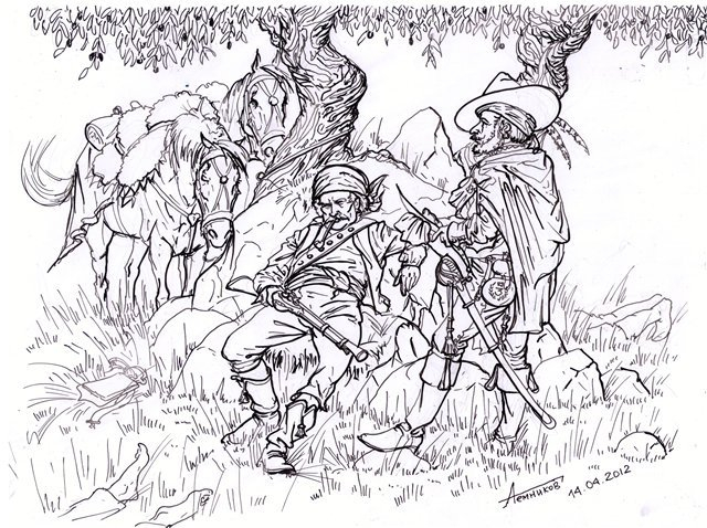 Эпизод войны в Испании. Гверильясы после нападения на гусарский пикет 