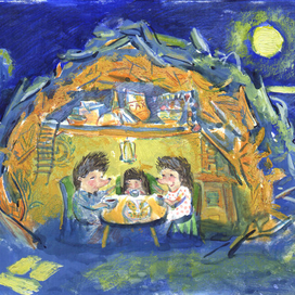 Иллюстрация к стих. А.Усачёва "Семья ежей".